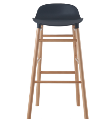 Classical Design Chair Plastic With Solid Wood Barstool