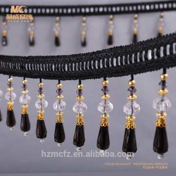 Trims For Curtain Accessories, Home Furnishing Wooden Beaded Decorative Fringe