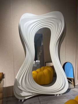 Modern White Plaster Free Standing Oversized Floor Mirror