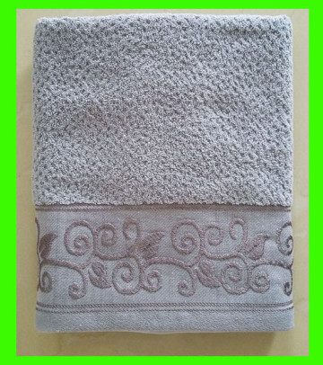 terry bath towel jacquard design stock