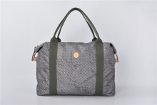 Leather Trimmed Duffel Black Nylon Weekend/Travel Bag