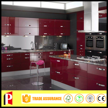 Best price red lacquer kitchen cabinet from China