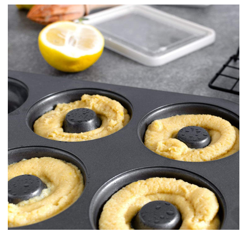 Mini Donut Pans Non-Stick 2 Pack 6-Cavity Donut Baking Pans, High-grade Carbon Steel Donut Mold - BPA Free Bagels Doughnuts