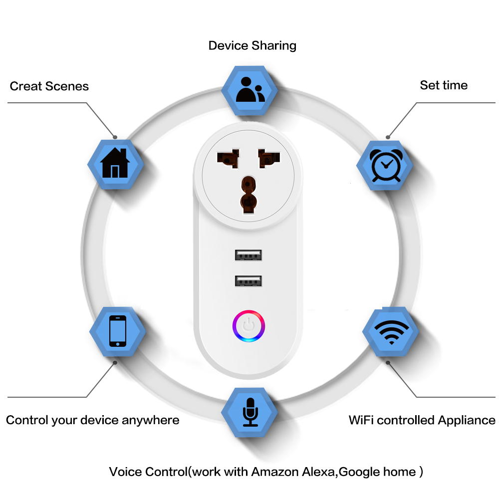 Wholesale Remote Control Enclosure Outdoor Home Tp Link 220v Zigbee India Alexa Wifi Power Socket Smart Plug With USB