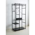 clothes rack with black metal wardrobe