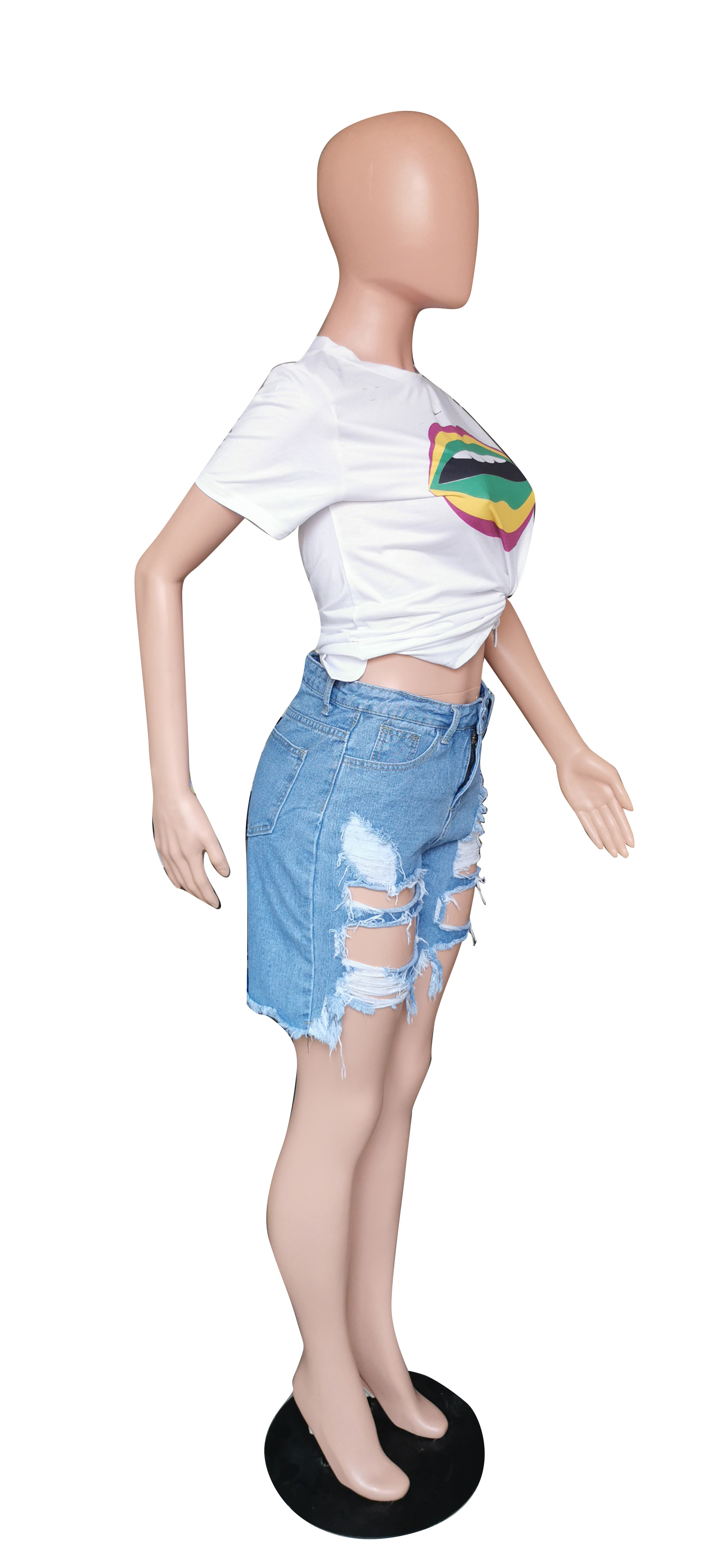 2021 New Summer High Waist Jeans Shorts Hollow OUt denim shorts women jeans Overall button Outfit Tassel Hole Shorts Plus XXXXXL