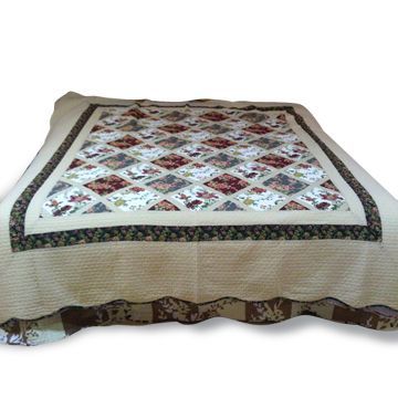 Printed Cotton Quilt, Various Fabrics are Available