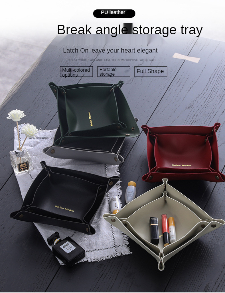2021 Wholesale  Ready Stock Leather Double-deck Dice Tray Jewelry Tray for Key Coin Change Phone Wallet