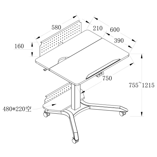 Height Adjustable Drafting Table Tiltable Tabletop Desk