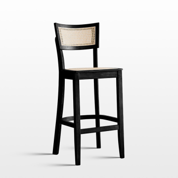 Modern Wooden Rattan Counter High Bar Chair