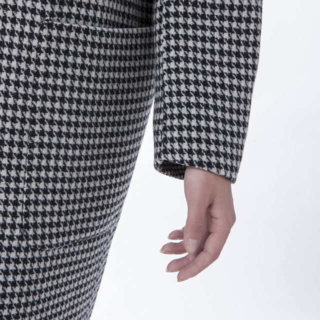 Black and white checked cashmere overcoat with hat