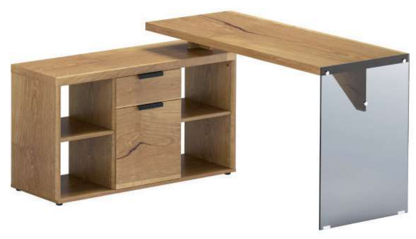 میز تحریر L شکل مدرن با قاب شیشه ای 3 Modern L Shaped Desk with glass frame 3