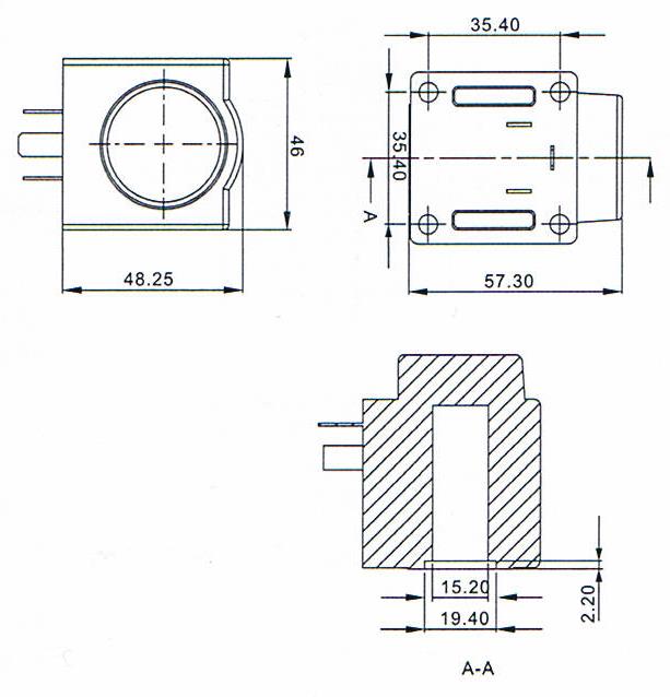 Overall dimension of EVR series electromagnetic valves accessories