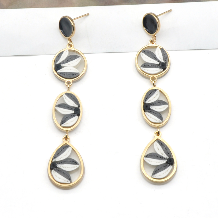 Newest Design folding paper ear link jewelry unique long chain earrings