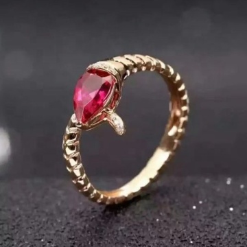 18K Latest Gold With Ruby Finger Ring