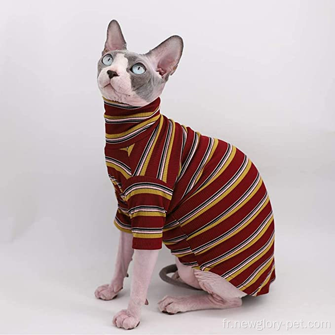 Rayures vintage sphynx t-shirts de chat sans poils