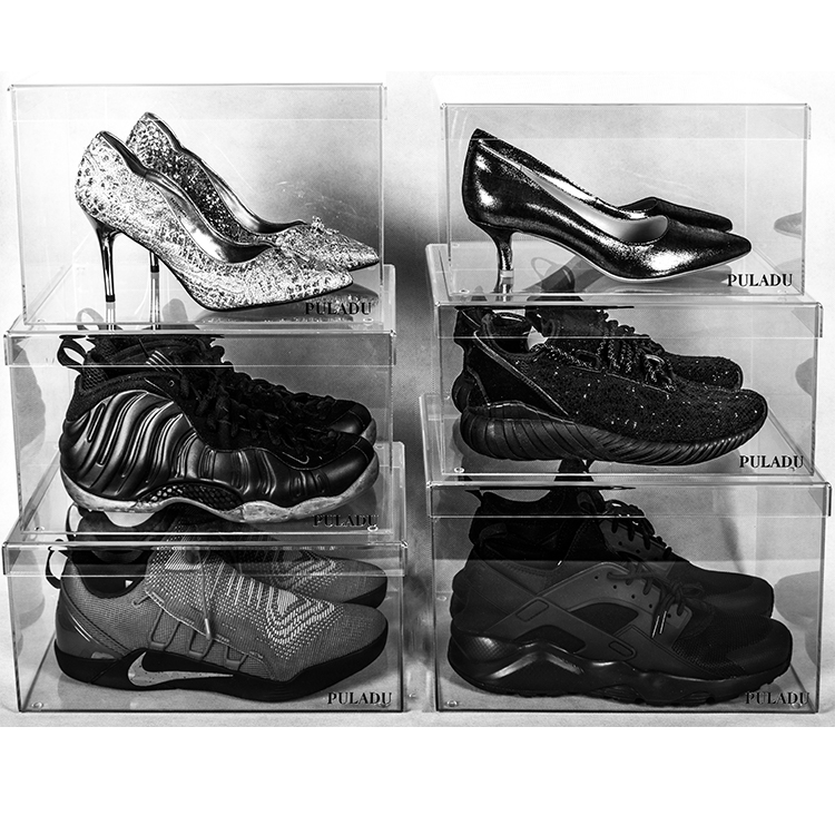 Factory customized clear acrylic portable shoes storage box acrylic shoe display box