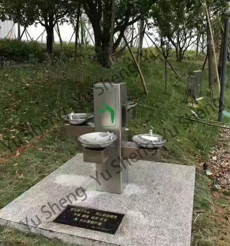 Quatro bacia de pé pedestal RO dispensador de água fria fonte de água potável ao ar livre direto para o parque