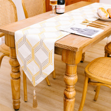 Customizable Christmas Table Runner: Handcrafted Cotton and Linen Decoration with Bead Macrame Detailing and Table Cloth