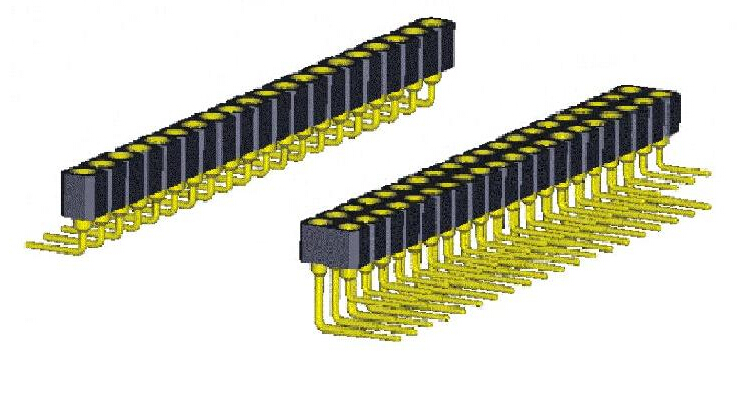 Connecteurs femelles usinés Type d'angle de 2,0 mm