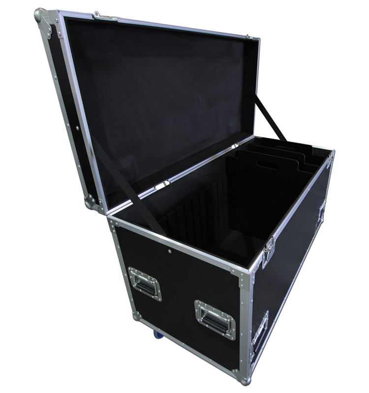 Flight Utility Trunk Caster Board with Black Dividers Engineered To Hold Tool Lighting Quality Durable Case