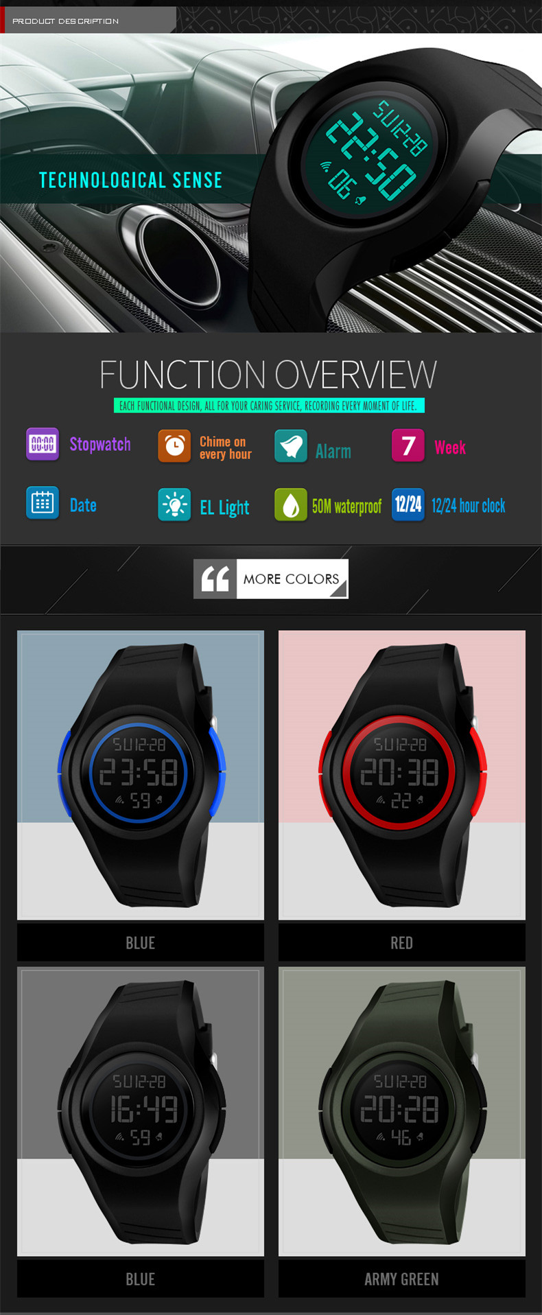 exclusive sport logo slim watches digital