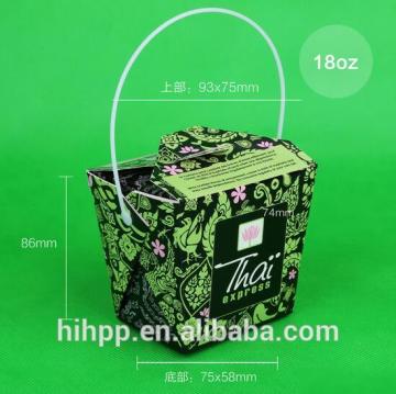 Disposable Recycle Chinese Noodle Box With Wire Handle Customized Paper Noodle Box With Handle