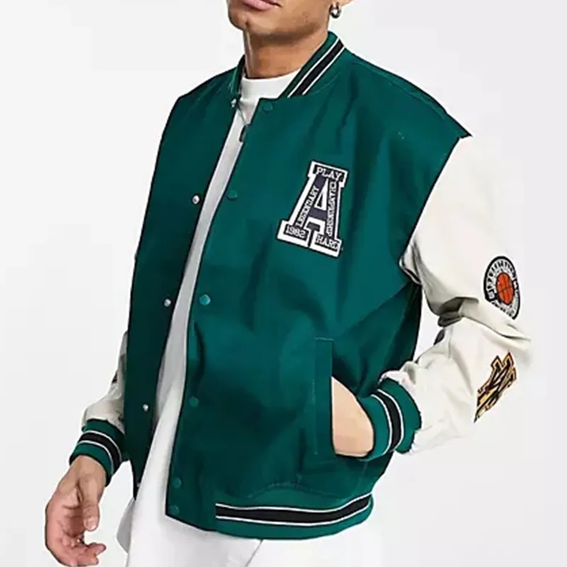 Varsity Baseball Jacket For Men Green