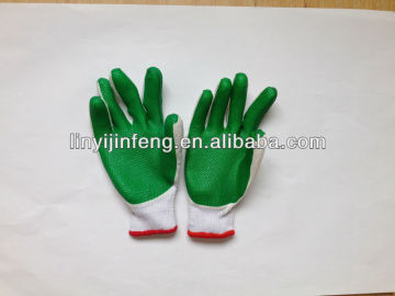 Green Rubber Latex coated gloves, working safety gloves