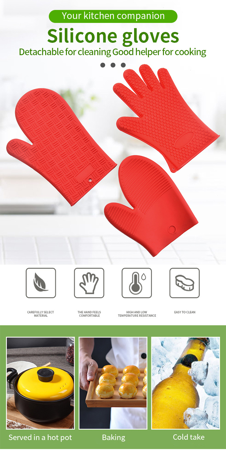 Heat Resistant Oven Usage Kitchen cooking tool BBQ Silicone Oven G loves with Cotton Lining for Baking