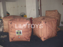 Durable Inflatable Piantball Bunkers Quadruple Stitched , Commercial Inflatable Box Bunkers