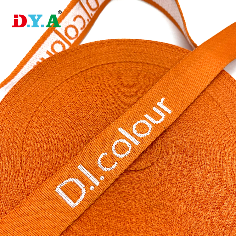 Wholesale Durable custom jacquard polyester webbing strap 2cm orange jacquard webbing tape