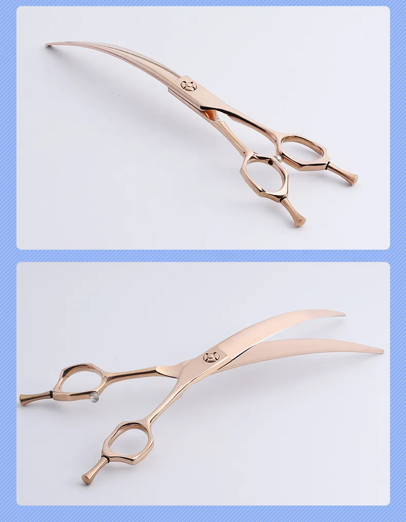 7.5inch Japanese Vg10 Steel Rose Gold Pet Hair Scissor Master Craftsmen Handmade Dog Grooming Scissors