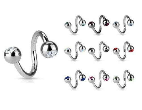 Anneaux de Barbell Twist Spiral Twist Gem Double