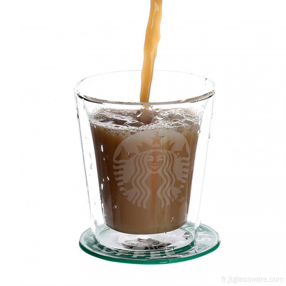 Tasse en verre à double paroi faite main de 200 ml pour le café
