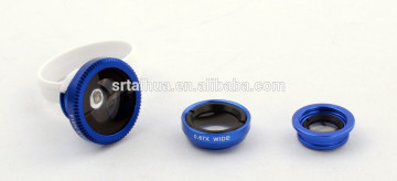 Universal circle clip 3 in 1 external camera for mobile phone fisheye lens wide angle lens marco lens