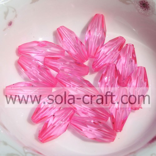 High Quality Faceted Diamond Ellipse Bicone Clear Acrylic Beads