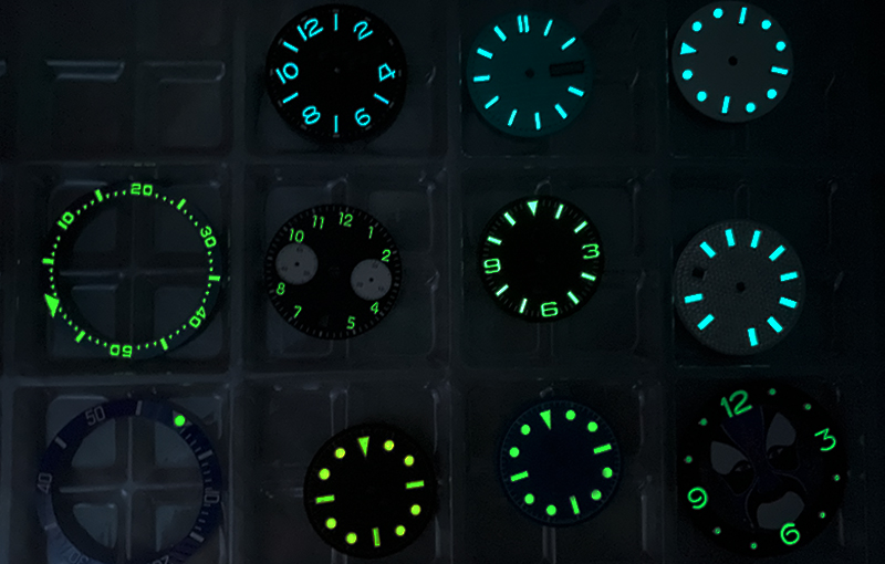 green blue luminous watch parts for custom watches