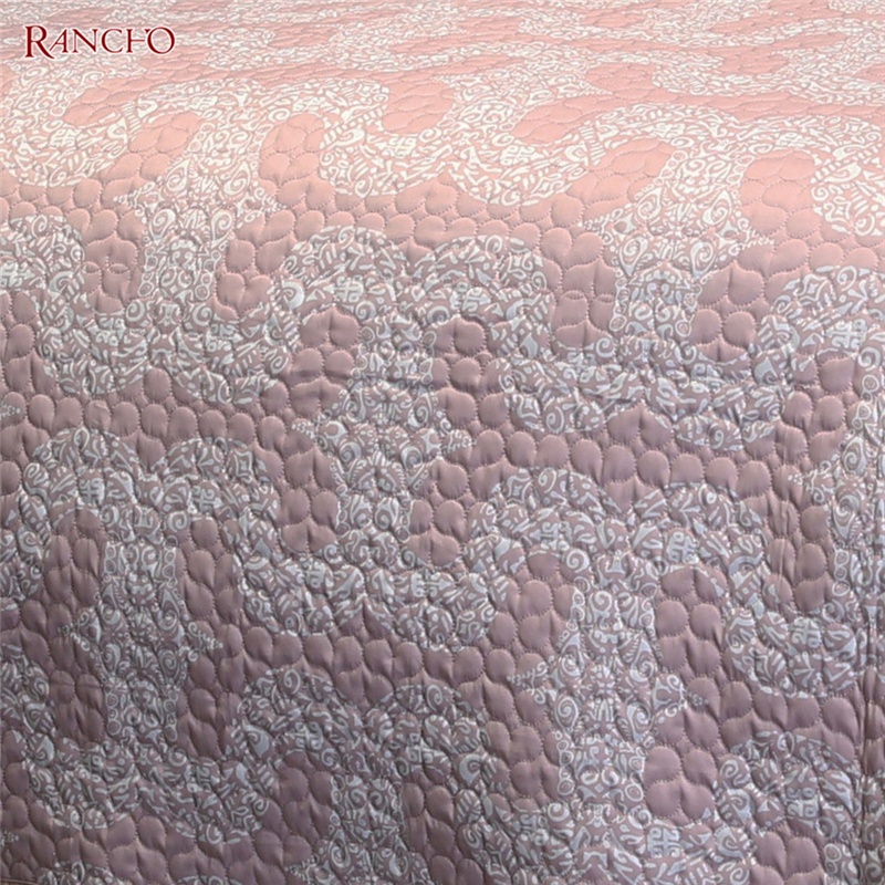 Latest design microfiber embroidery bedspread full king queen size bedspread customized bedding quilt set for living room