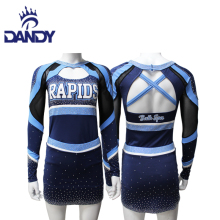 Girls navy blue sparkling cheer outfit