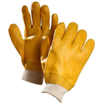 Luvas de PVC de acabamento liso amarelo com forro Interlock