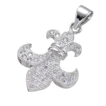 2016 hot sale silver fleur de Lis necklace pendant jewelry fashion zircon fleur de Lis pendant
