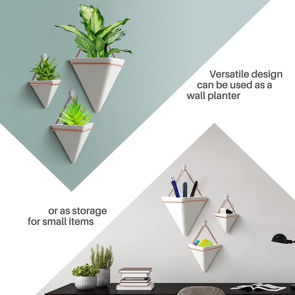 2 Pack keramische geometrische wandplanters