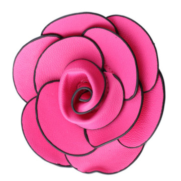 Attractive Camellia Rose 4" Leather Flower Brooch