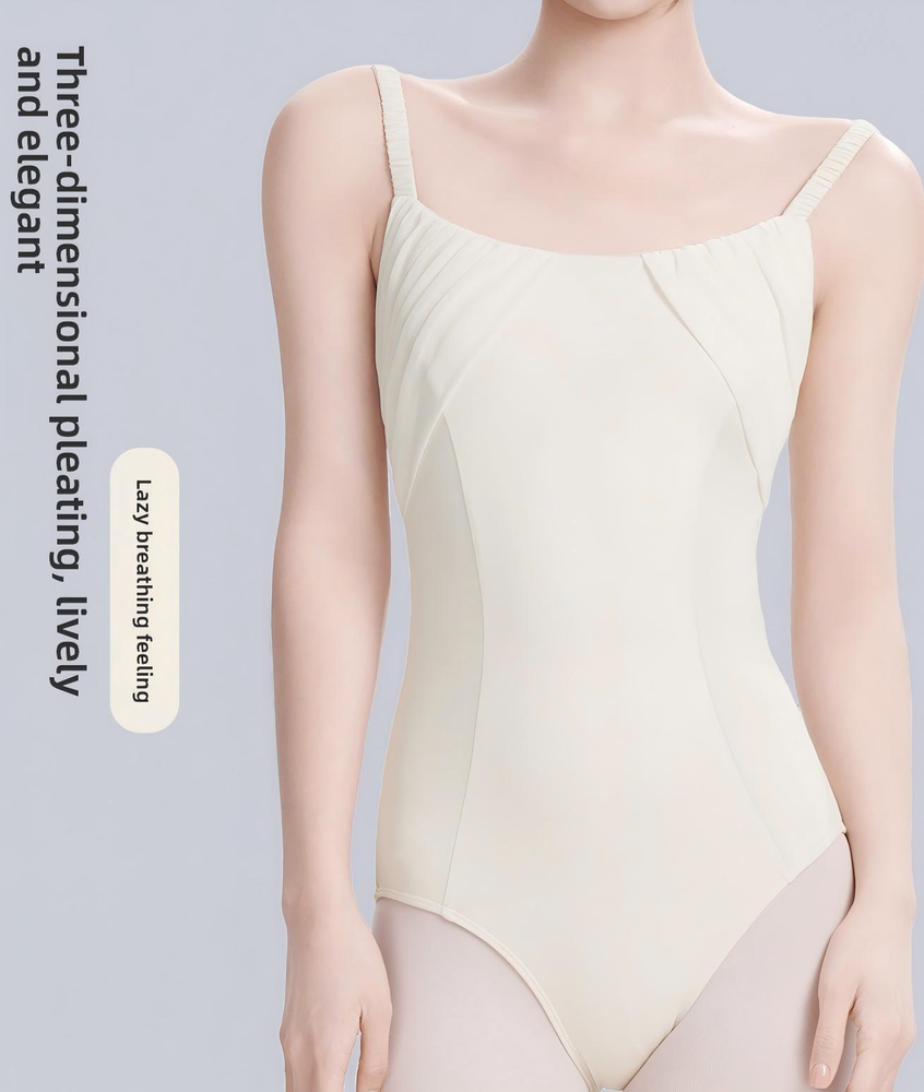 Женский плиссированный нейлоновый купальник без рукавов с ремешками Women's Strappy Pleated Nylon Sleeveless Leotard