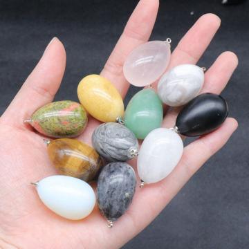 20x30mm Gemstone Healing Crystal Egg Charm Pendant for Jewelry DIY