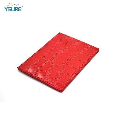 Slim Rfid Blocking Crocodile Leather Card Holder