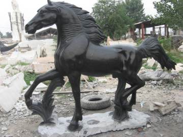 Life Size Black Marble Horse Statue