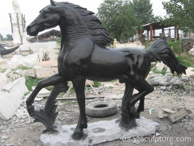 Estatua de caballo de mármol negro de tamaño de vida