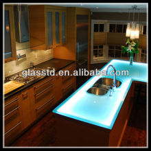 Textured glass counter top for kitchens